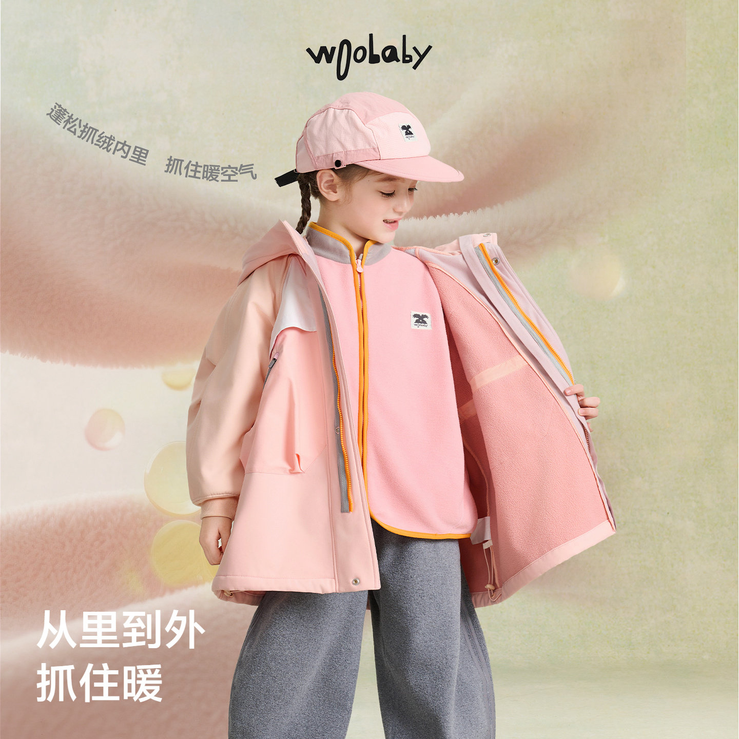 [沐言同款]woobaby儿童加绒外套羽绒服25冬季男女童无氟防水透湿,淘宝优惠券,粉丝福利购,淘宝优惠卷