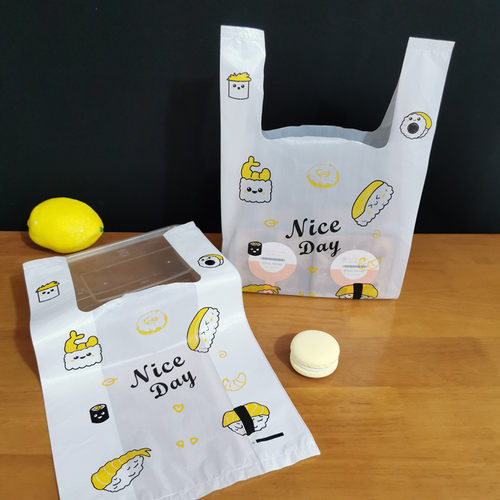 网红寿司食品级背心袋面包甜品零食水果外卖打包袋支持logo - 图2