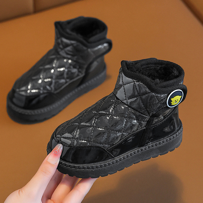 儿童雪地靴2024冬季新款儿童棉鞋男童短靴防水防滑加厚女孩棉靴子