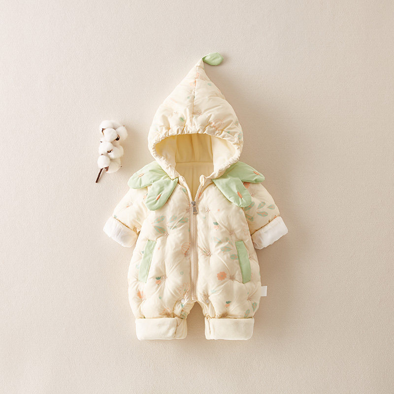女宝宝加厚连体衣百天婴儿衣服棉服 萌芽猫童装店连身衣/爬服/哈衣