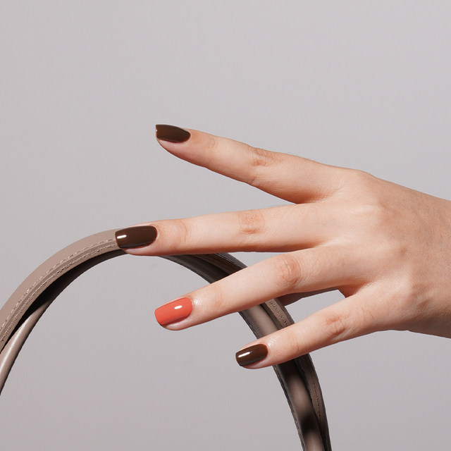 UNNA simple solid color orange reddish brown nail polish