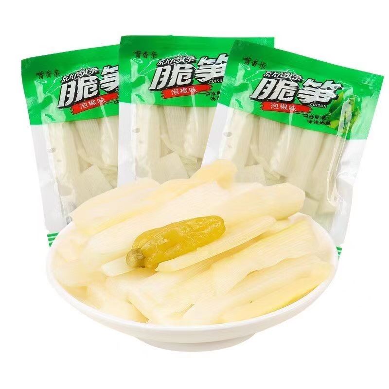 呆萌豆山椒笋尖开袋即食泡椒脆竹笋片小包装零食下饭菜-图3