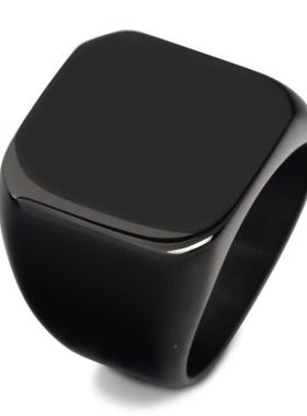 欧美戒指复古简约光面19MM 不锈钢钛钢指环可激光Logo定制