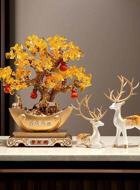 满载而归发财树摇钱树招财鹿新中式摆件办公室前台开业大吉礼物