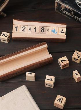 复古个性创意木质木头日期小日历摆件原木桌面餐桌装饰品摄影道具