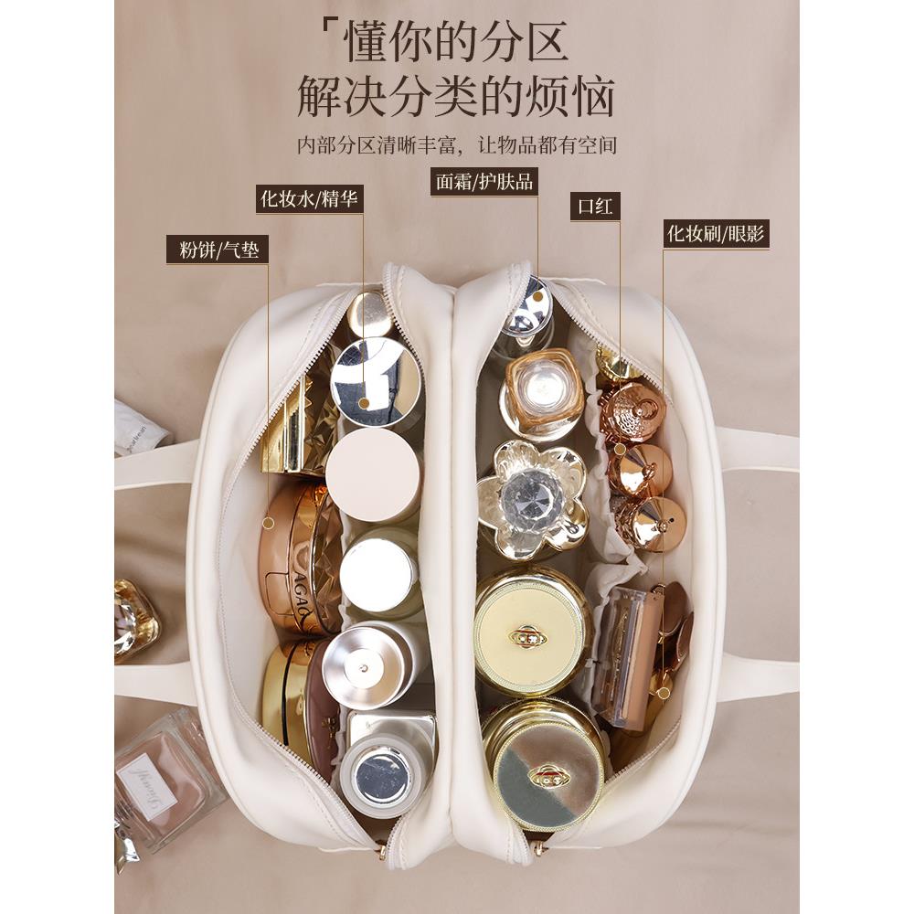 pu双层化妆包大容量高级感一个起批tagi化妆袋洗漱包高级感小众定