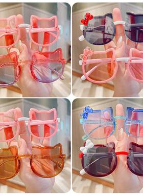 儿童太阳镜女童可爱小猫墨镜小女孩宝宝遮阳眼镜不伤眼女定制