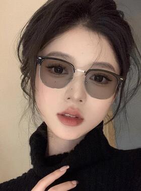 防变色无度数时尚半框眉毛架学生复古爆网红斯文近视眼镜定制