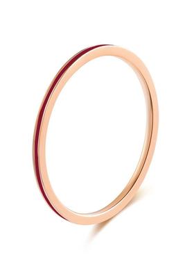 配饰简约极细黑白红色滴胶滴油钛钢戒指 玫瑰金情侣对戒定制