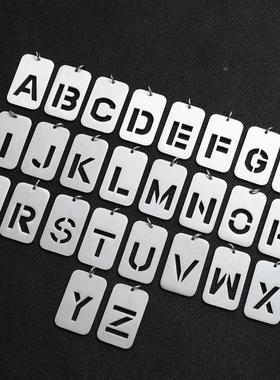 姓氏姓名英文字母军牌项链镂空男女个性简约钛钢情侣吊坠百搭定制