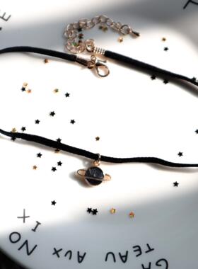 时尚高级感饰品黑色蕾丝星星吊坠项圈CHOKER颈链短款锁骨链项定制