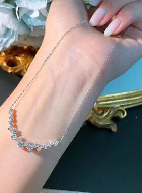 时尚气质轻奢女人味18K金镶钻微笑1克拉钻石项链锁骨链定制