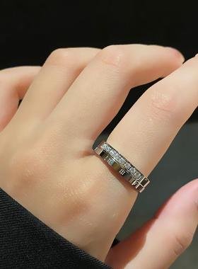 日韩满天星钛钢戒指女时尚韩版小众网红轻奢情侣对戒镶钻简约定制