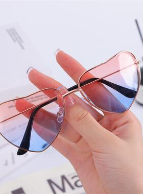 金属桃心太阳镜海洋片爱心眼镜时尚街拍糖果色网红心形墨镜定制