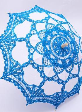 欧式工艺伞花边蕾丝伞 棉布装婚礼摄影舞台钩花道具伞 吊装遮阳伞