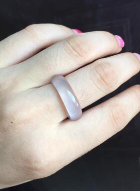 新款巴西玛瑙戒指 玉器工艺品时尚简约白色玉髓戒指定制
