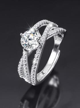 莫桑石钻戒女高端大气活口戒指情侣指环经典一克拉手饰莫桑钻定制