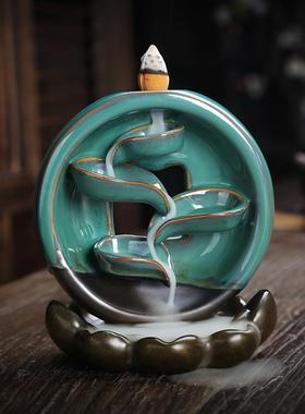 新品左右逢源倒流香炉 莲花底座香薰炉家居饰品回流香炉摆件定制