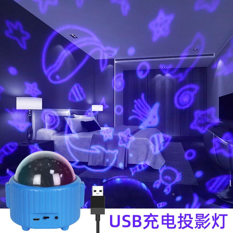 充电儿童房月球卧室创意台灯摆摊星球星空宇航员DJ圣诞氛围投影灯