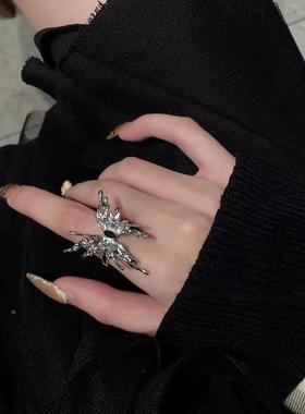 个性蝴蝶开口戒指女ins潮小众设计师感网红冷淡风时尚食指戒定制