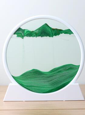 直销白框圆形流沙画流动山水创意3D立体装饰画家居客厅摆件定制