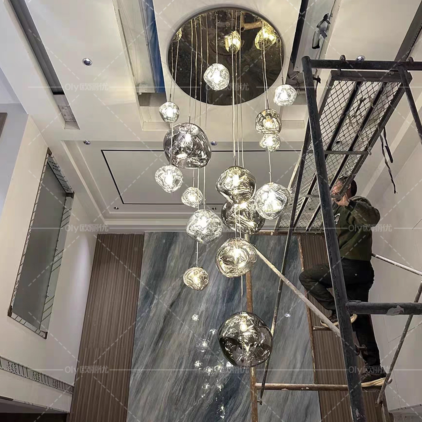 后现代简约loft复式楼大吊灯别墅挑高客厅楼梯灯具熔岩餐厅吊灯,淘宝优惠券,粉丝福利购,淘宝优惠卷