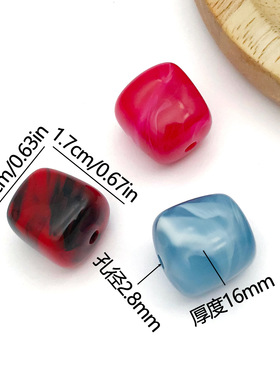 跨境混色亚克力仿玉石晕染异形方珠间隔珠子DIY串珠手链饰品配件