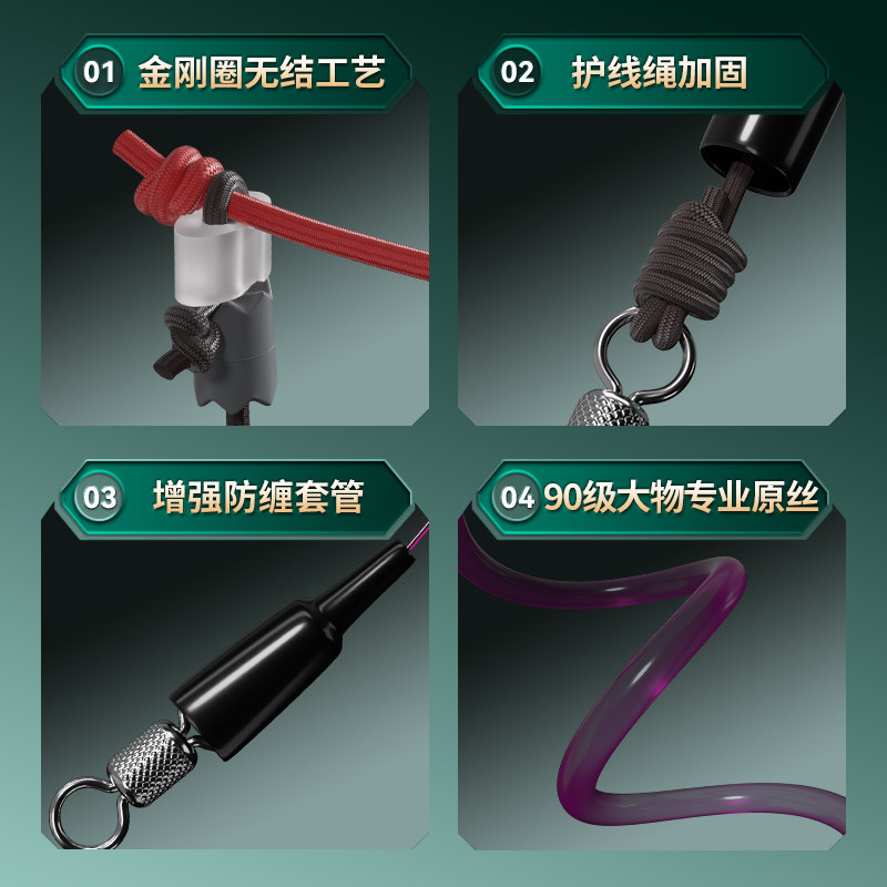 【官方旗舰】詹品无铅灵顿成品主线组巨物草鱼青鱼鲢鳙无结双加固 - 图0