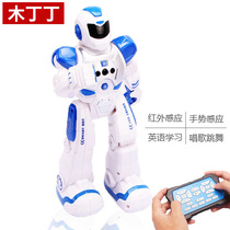 Japans purchase of wood Tintin intelligent remote control robot charging subsection z programming design robot mechanical warfare police can sing to the war