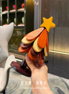 圣诞树实木隔热锅垫杯垫