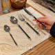 Time arc | Retro Japanese small bamboo jar black silver 304 stainless steel steak knife and fork spoon four-piece set