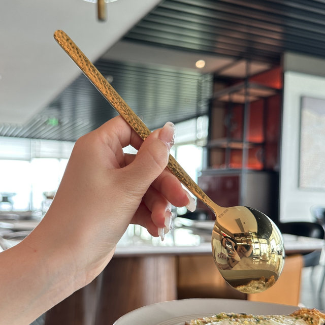 Japanese hammer pattern round head spoon 304 stainless steel