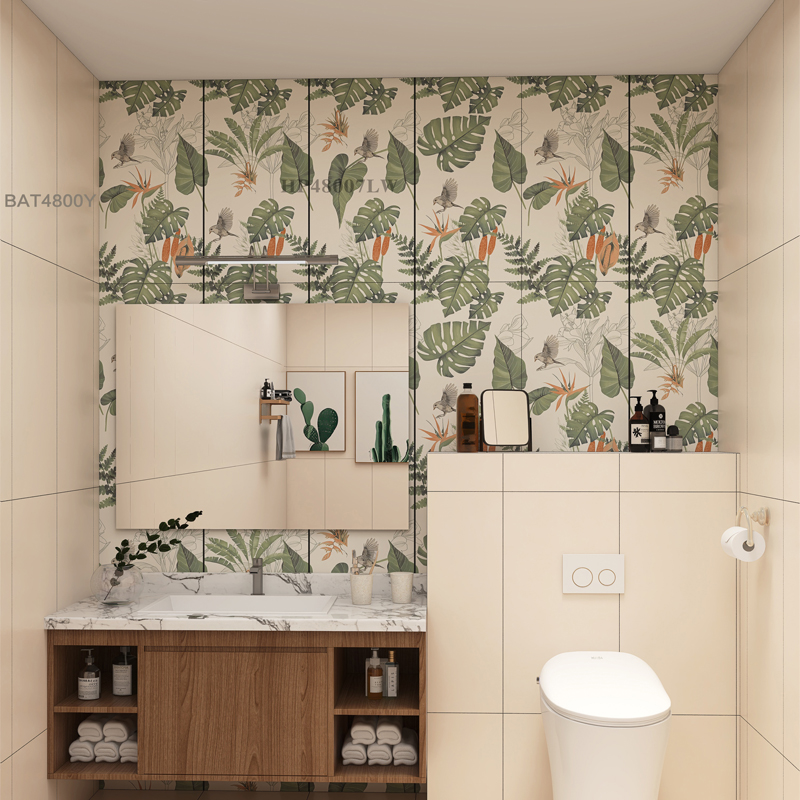 全瓷柔光植物花片瓷砖400X800厨房卫生间背景墙燕子花砖浴室墙砖