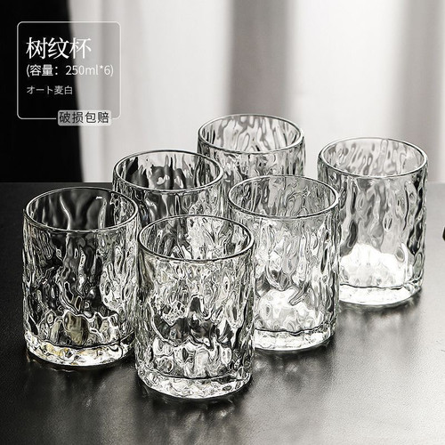 ins玻璃杯茶杯家用水杯威士忌高颜值酒杯日式喝水套装冰川杯子 - 图1