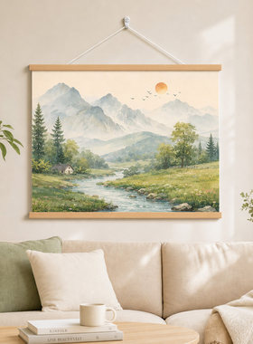 流水生财山水风景挂画