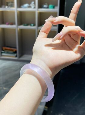 紫色渐变猫眼石手镯 冰透晕染薰衣草镯子 温柔显白新中式饰品现货