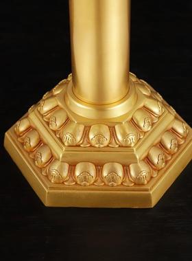 印度阿育王柱 纯铜鎏金摆件善法永住配底座 佛堂摆件正法久住全套