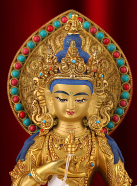 佛像摆件藏式刚萨埵桌铜像居家供佛像摆尼泊尔手工金铜掐丝件7寸