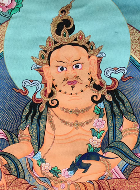 黄财神唐卡装饰挂画家用手工装裱