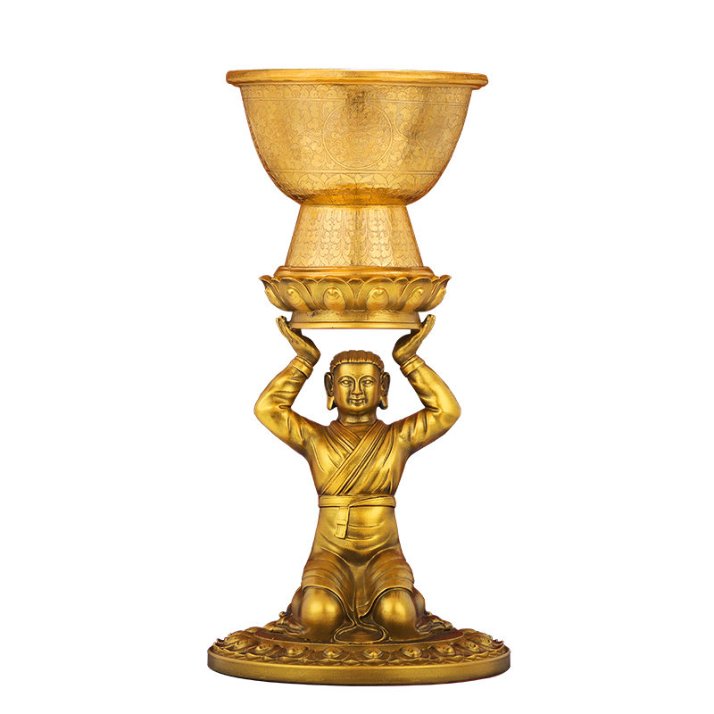 酥油灯铜鎏金手工大昭寺灯碗藏传佛像供灯酥油灯碗水供供具灯架 - 图3