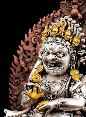 藏式全铜二臂玛哈嘎拉佛像密宗家用供奉摆件仿尼泊尔工艺高度5寸