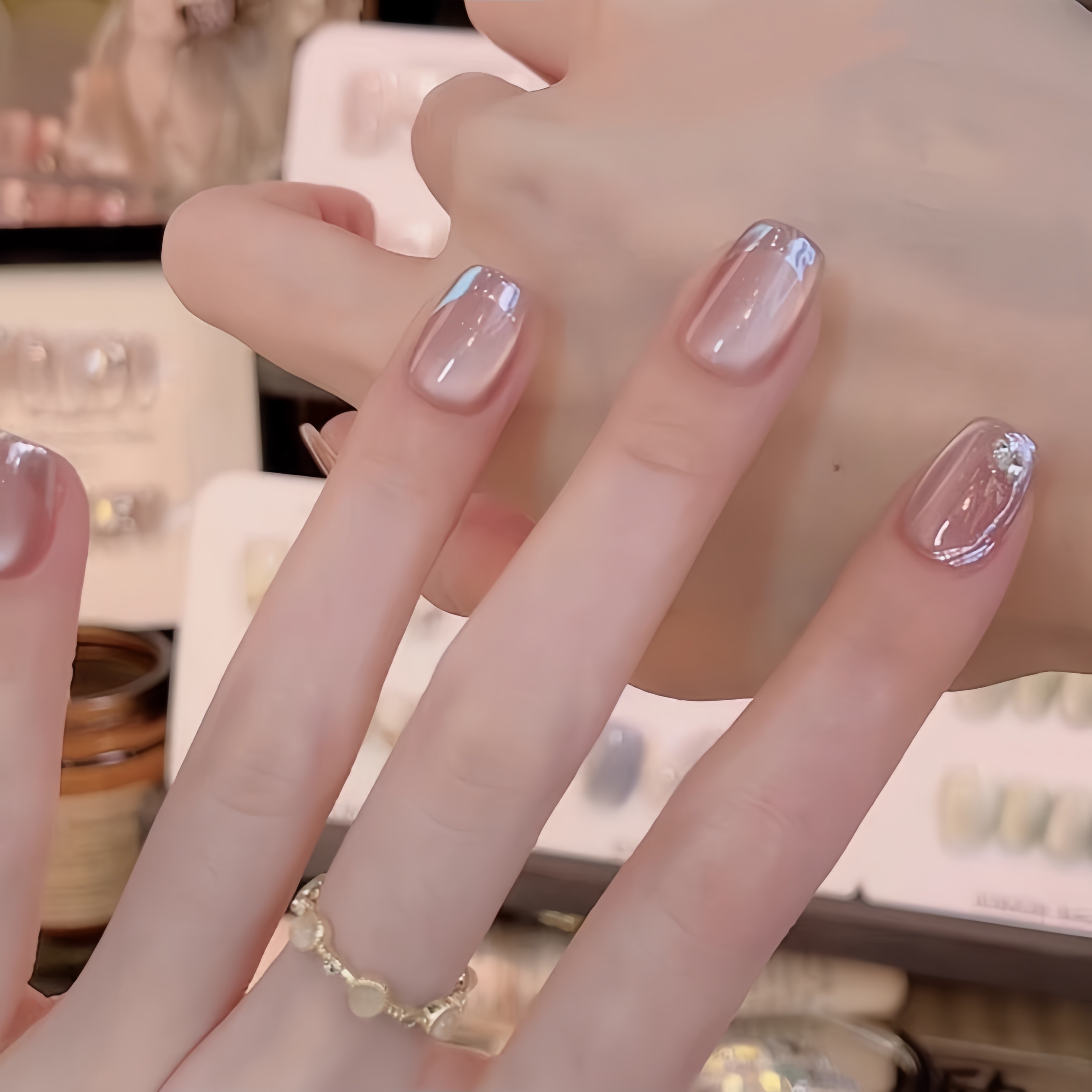曼辞纯手工定制穿戴甲魔镜粉法式猫眼裸色美甲假指甲贴片光疗甲片,淘宝优惠券,粉丝福利购,淘宝优惠卷