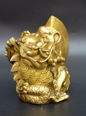 黄铜神兽睚眦招财风水摆件