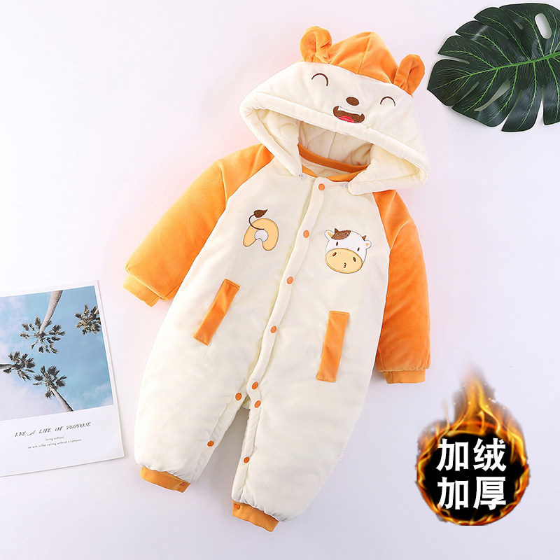 婴儿冬季新生儿爬服棉服外出连体衣 宝尼熊母婴连身衣/爬服/哈衣