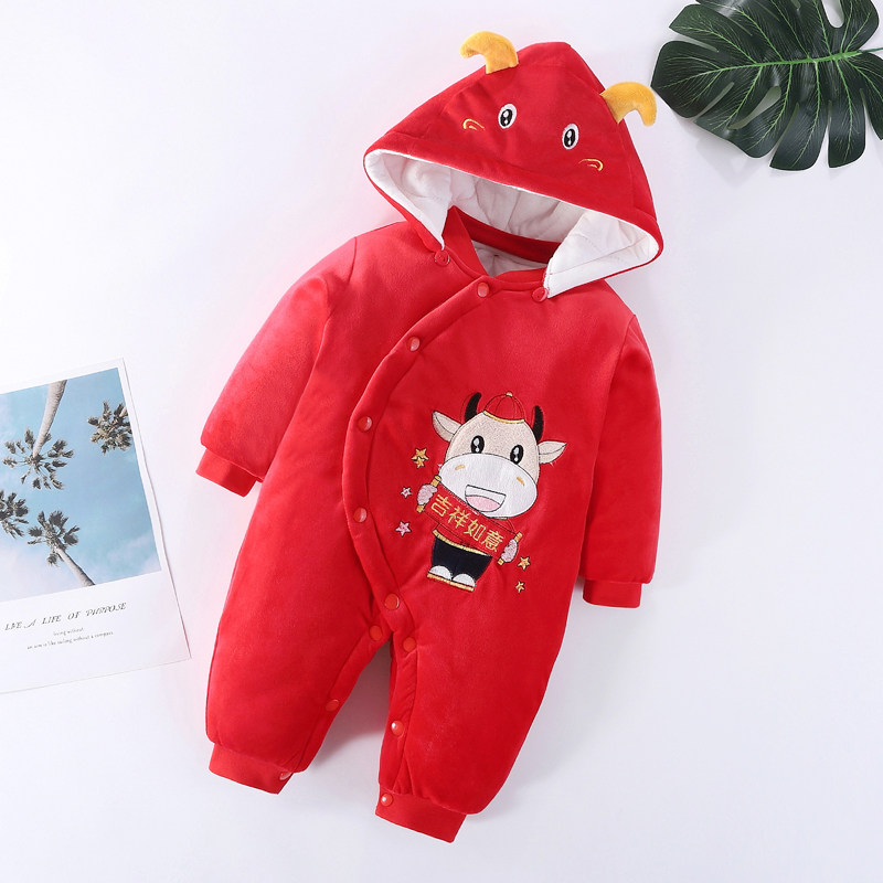 新生连体衣服秋冬套装夹棉保暖哈衣 宝尼熊母婴连身衣/爬服/哈衣