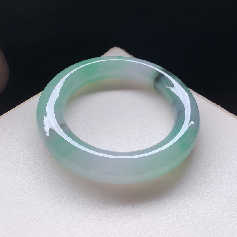 逸之璟缅甸老坑天然a货翡翠冰种飘花圆条福镯翡翠手镯56圈口女士-图3