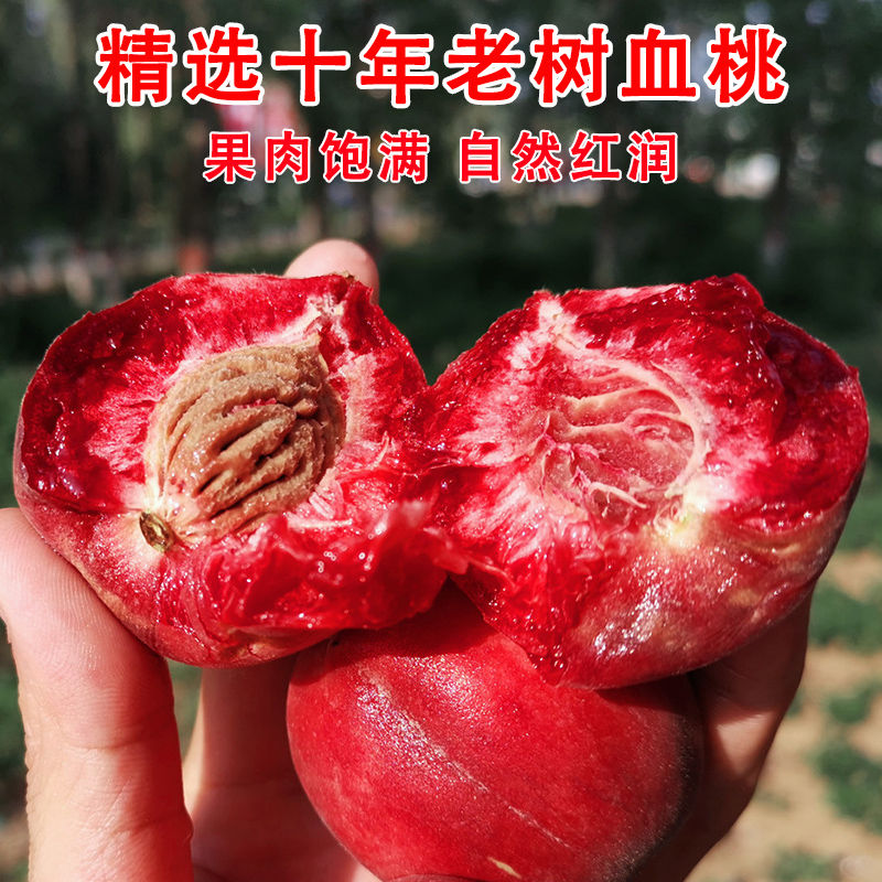 壹安农场旗舰店血桃5斤水果新鲜顺丰助农吃货湖北胭脂红心当季整箱应10水蜜桃子3