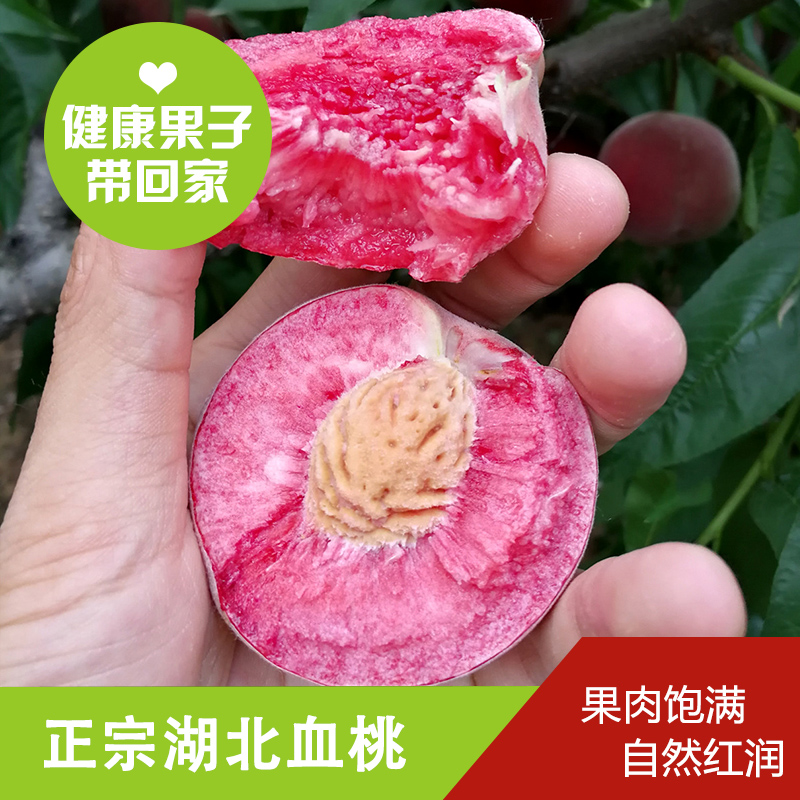 壹安农场旗舰店血桃5斤水果新鲜顺丰助农吃货湖北胭脂红心当季整箱应10水蜜桃子1