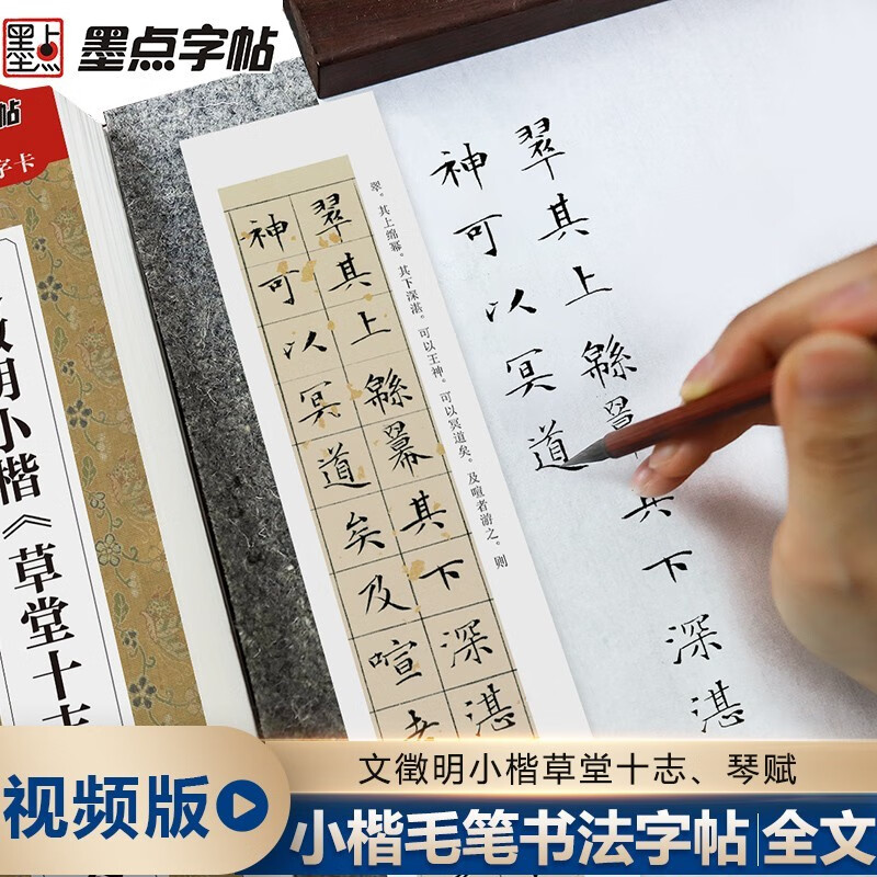 【墨点字帖】文徵明小楷草堂十志、琴赋近距离临摹字卡扫码看视频墨迹版临摹楷书描红学生成人入门初学者碑帖小楷毛笔书法字帖-图0