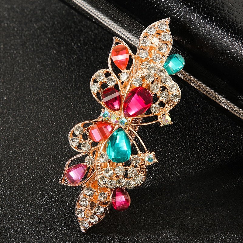 水钻发夹花朵发卡头饰可爱女生夹盘头发夹子后脑勺刘海弹簧顶夹,淘宝优惠券,粉丝福利购,淘宝优惠卷